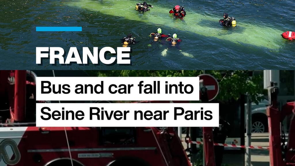 Bus and car fall into Seine River near Paris, four people rescued