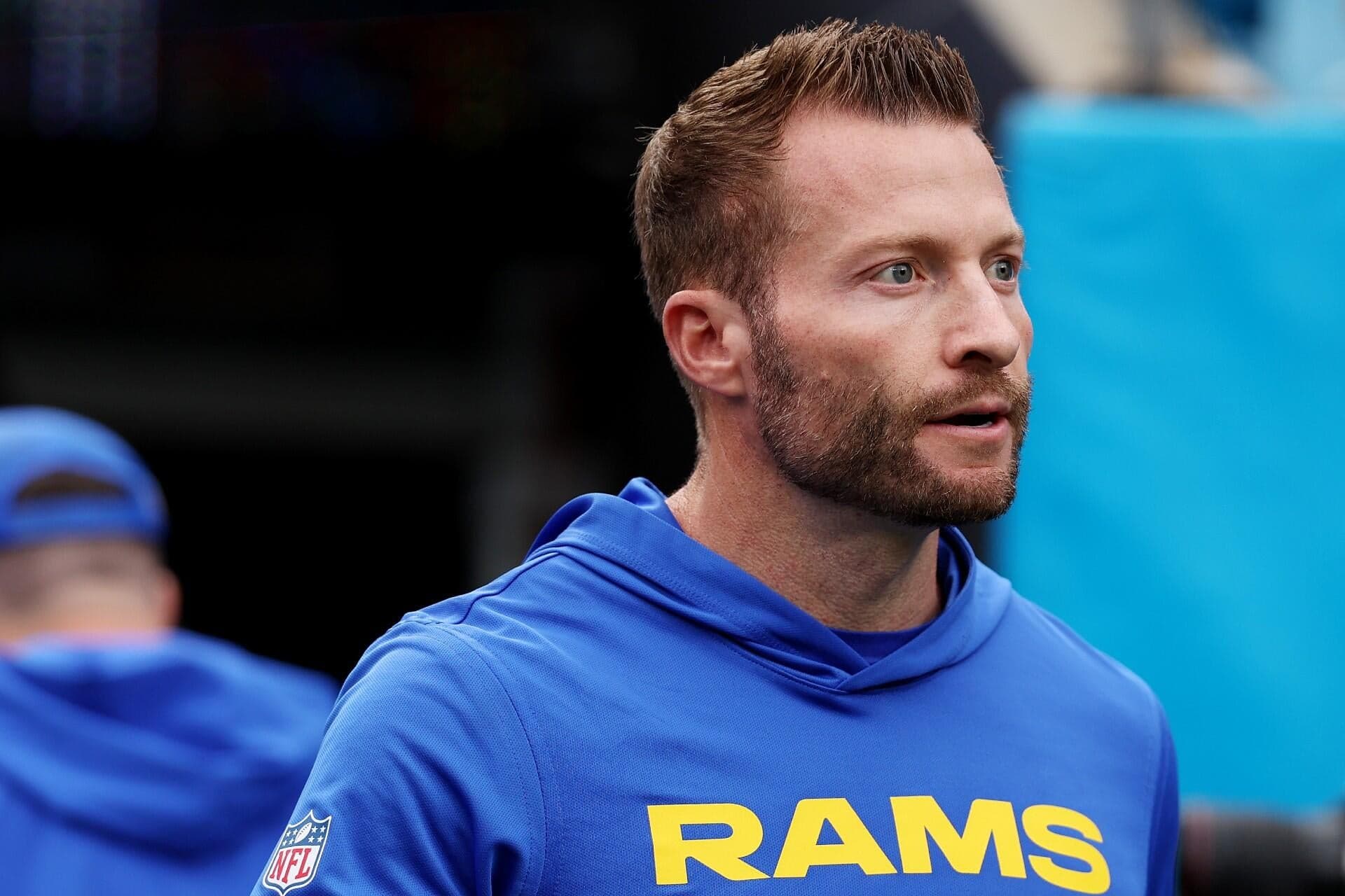 
                        Decoding Sean McVay's tense press conference reaction after Rams baffling Ty Simpson pick
                    