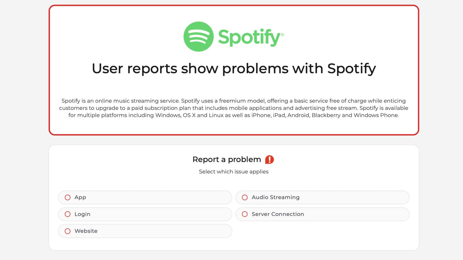 Spotify is down for some users