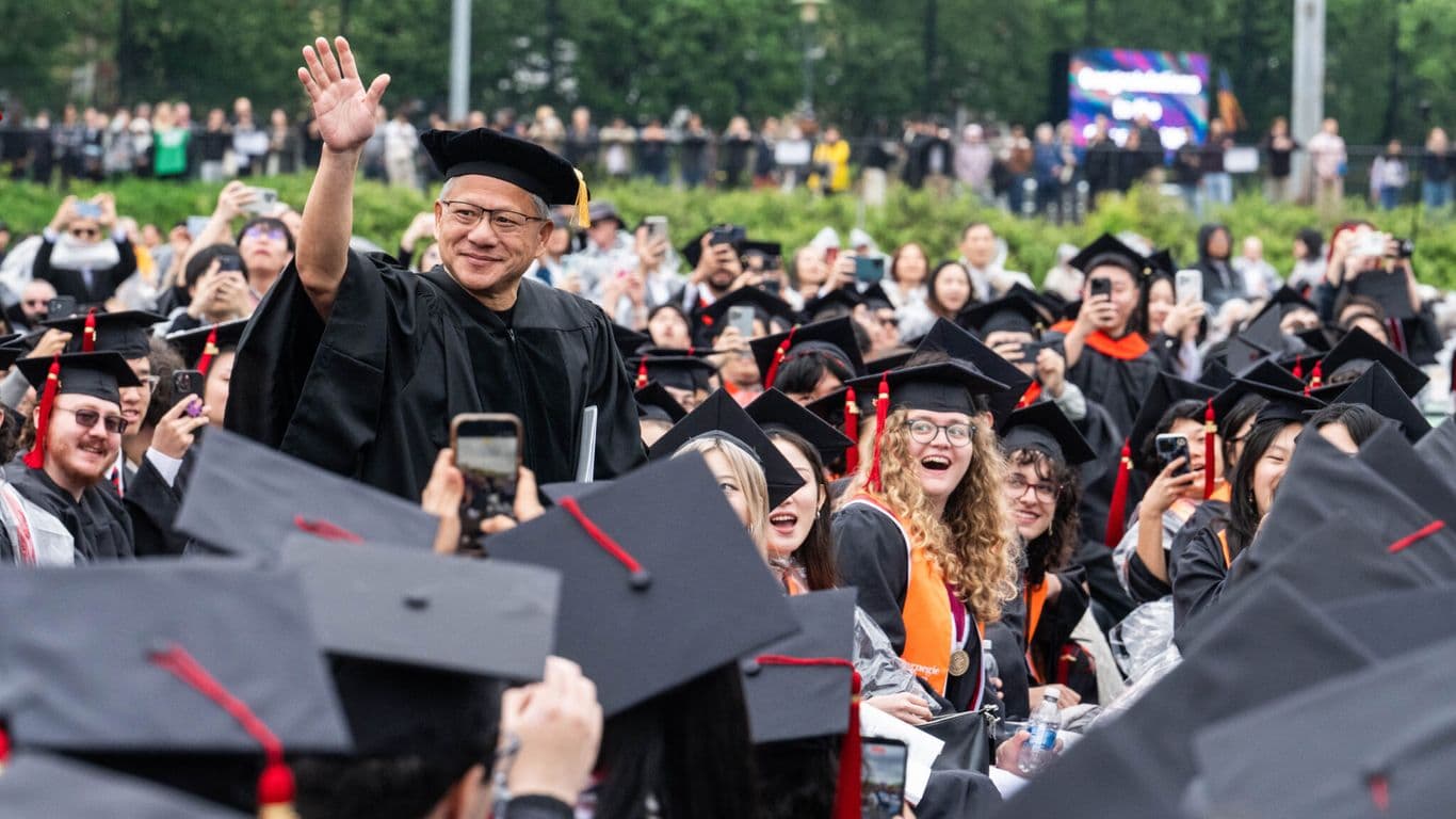 Jensen Huang to college grads: "Run. Don't walk" toward AI