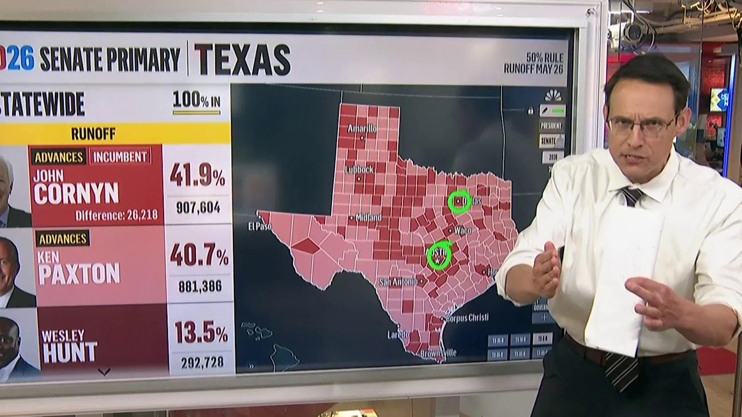 Kornacki: Cornyn counting on ‘electability’ message to overcome Trump’s Paxton endorsement