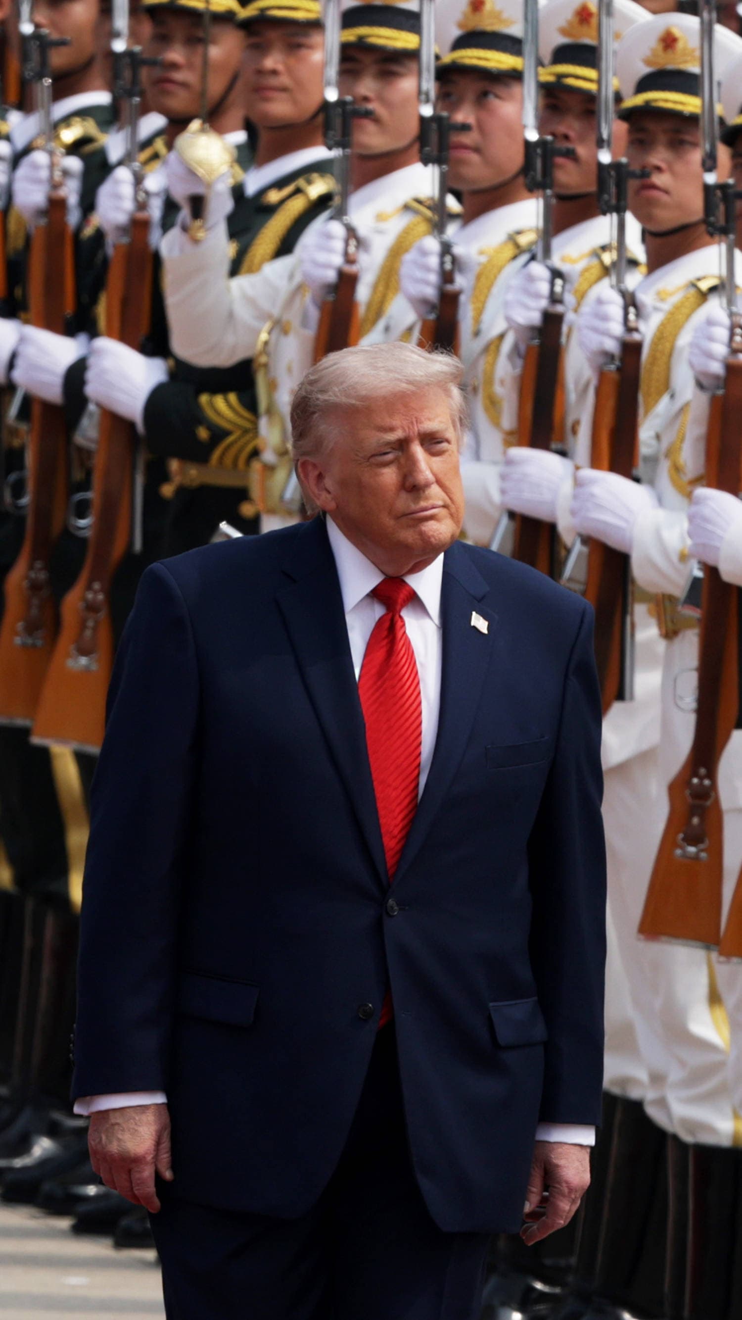 Honor guard welcomes Trump elaborate arrival ceremony