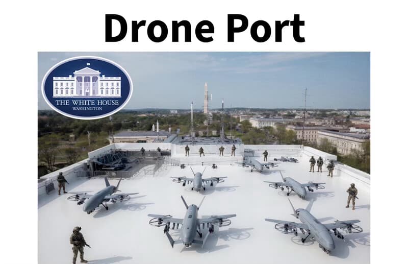 Trump shows off plans for drone port on top of White House ballroom