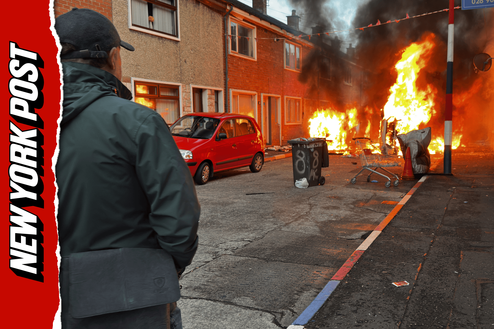 ‘Getting the foreigners out’: masked protesters set Belfast, Northern Ireland ablaze