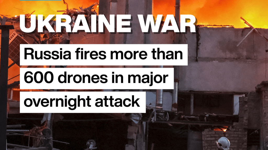 Ukrainian cities targeted by hundreds of drones as Russia intensifies attacks
