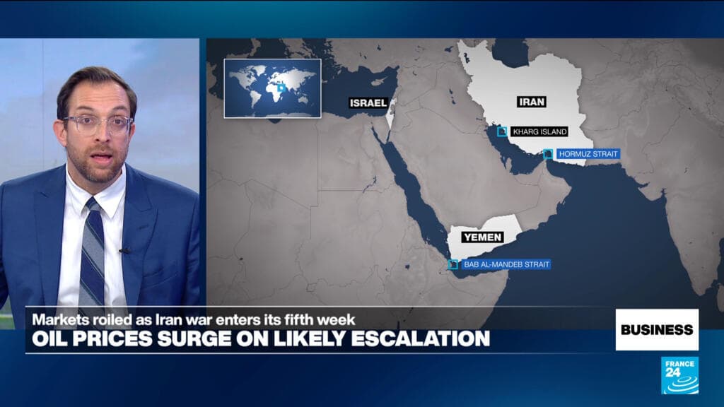 Oil rises, stocks fall as Iran war enters fifth week and further escalation looms