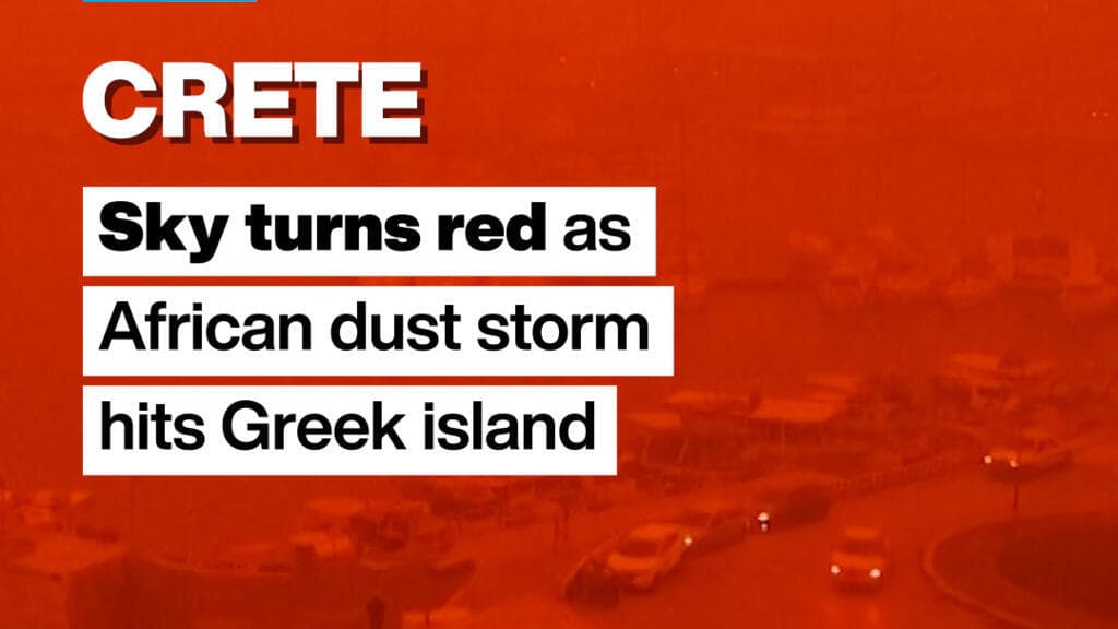 #Crete: Sky turns red as African #dust #storm hits Greek island