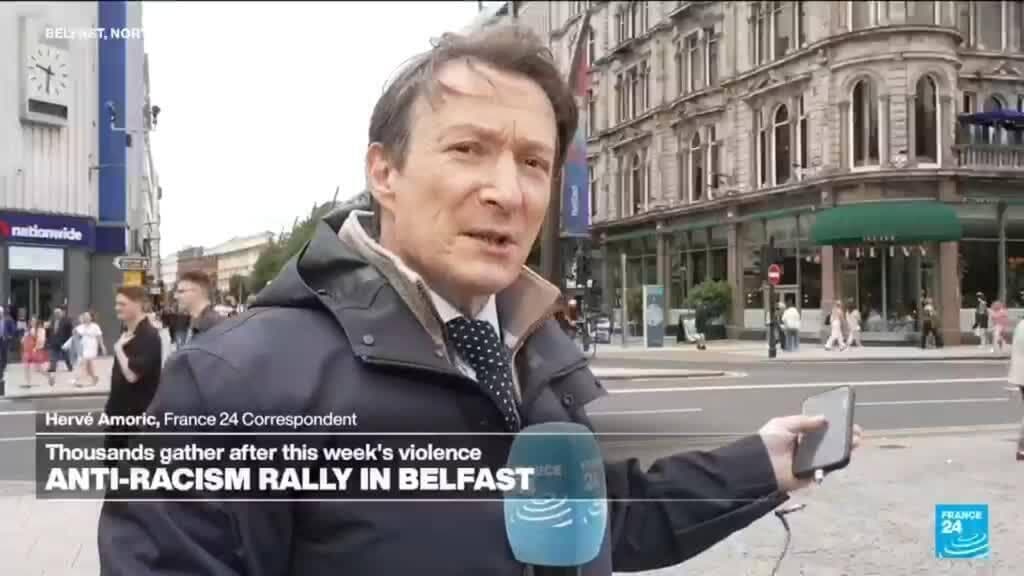 Thousands turn out for anti-racism rally after Belfast unrest