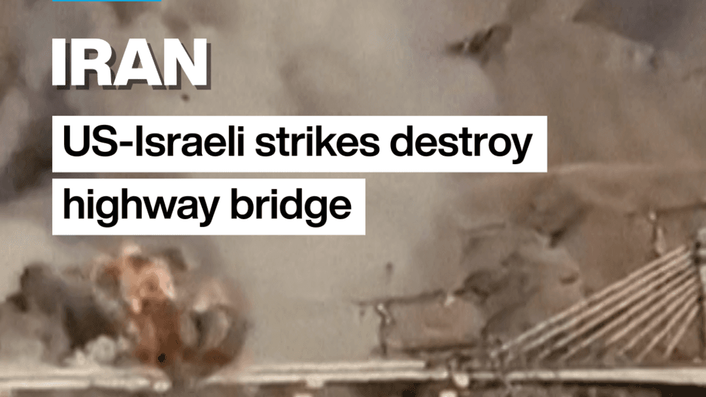 US-Israeli strikes destroy Iranian highway bridge