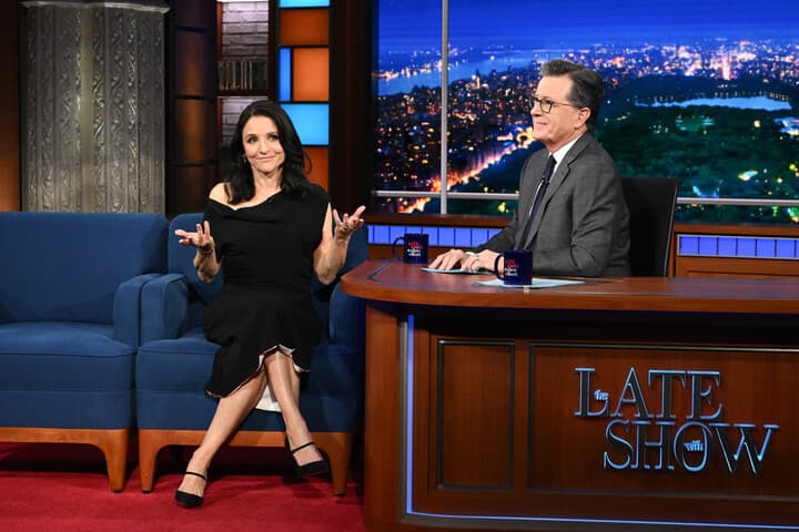 Julia Louis-Dreyfus Roasts Stephen Colbert as Selina Meyer From ‘Veep’ Before ‘Late Show’ Ends: ‘Your Cancellation Gave Trump Such Pleasure’ You’re the ‘Stormy Daniels of Late Night’
