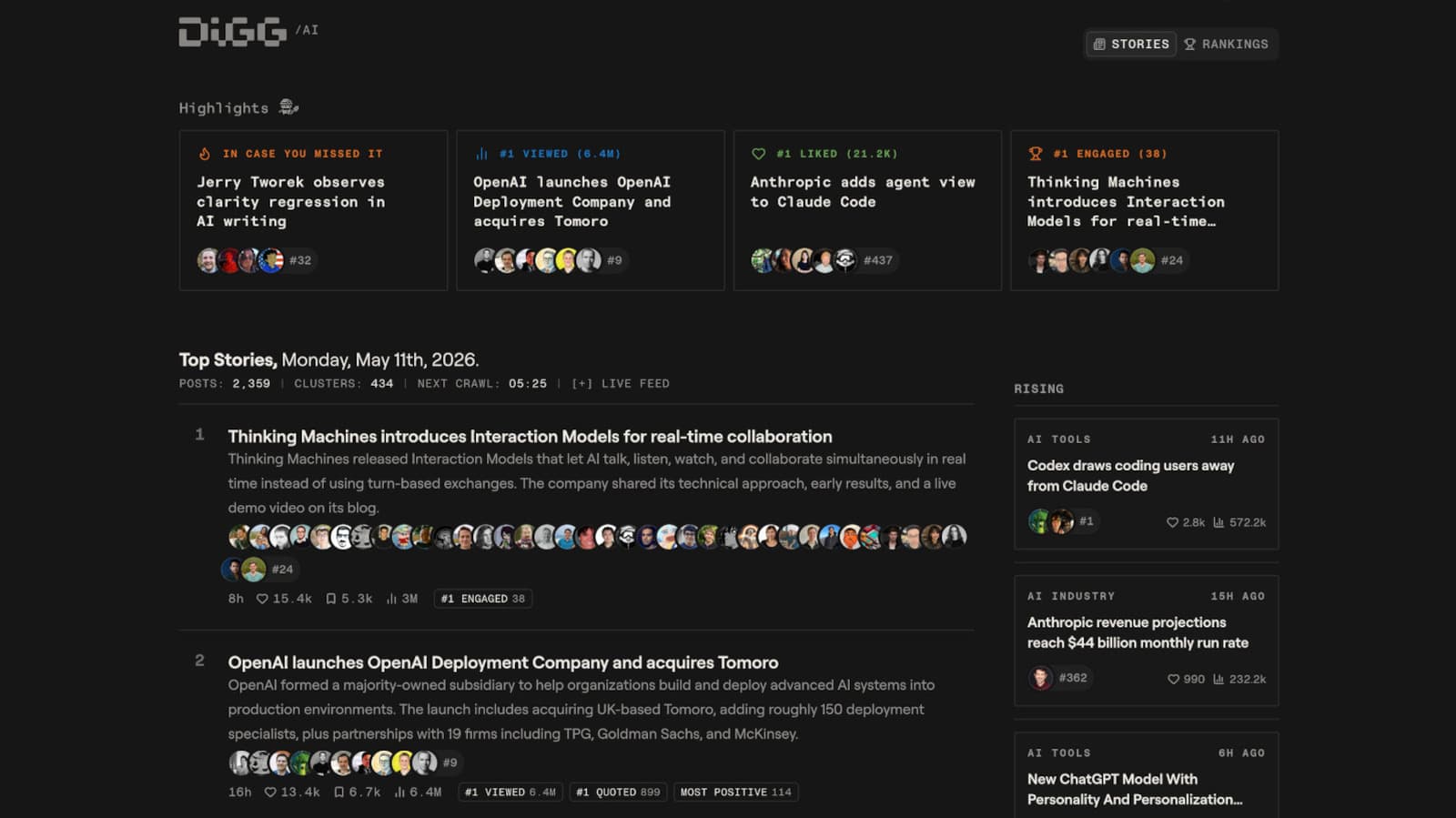 Digg is back again, this time to aggregate AI news