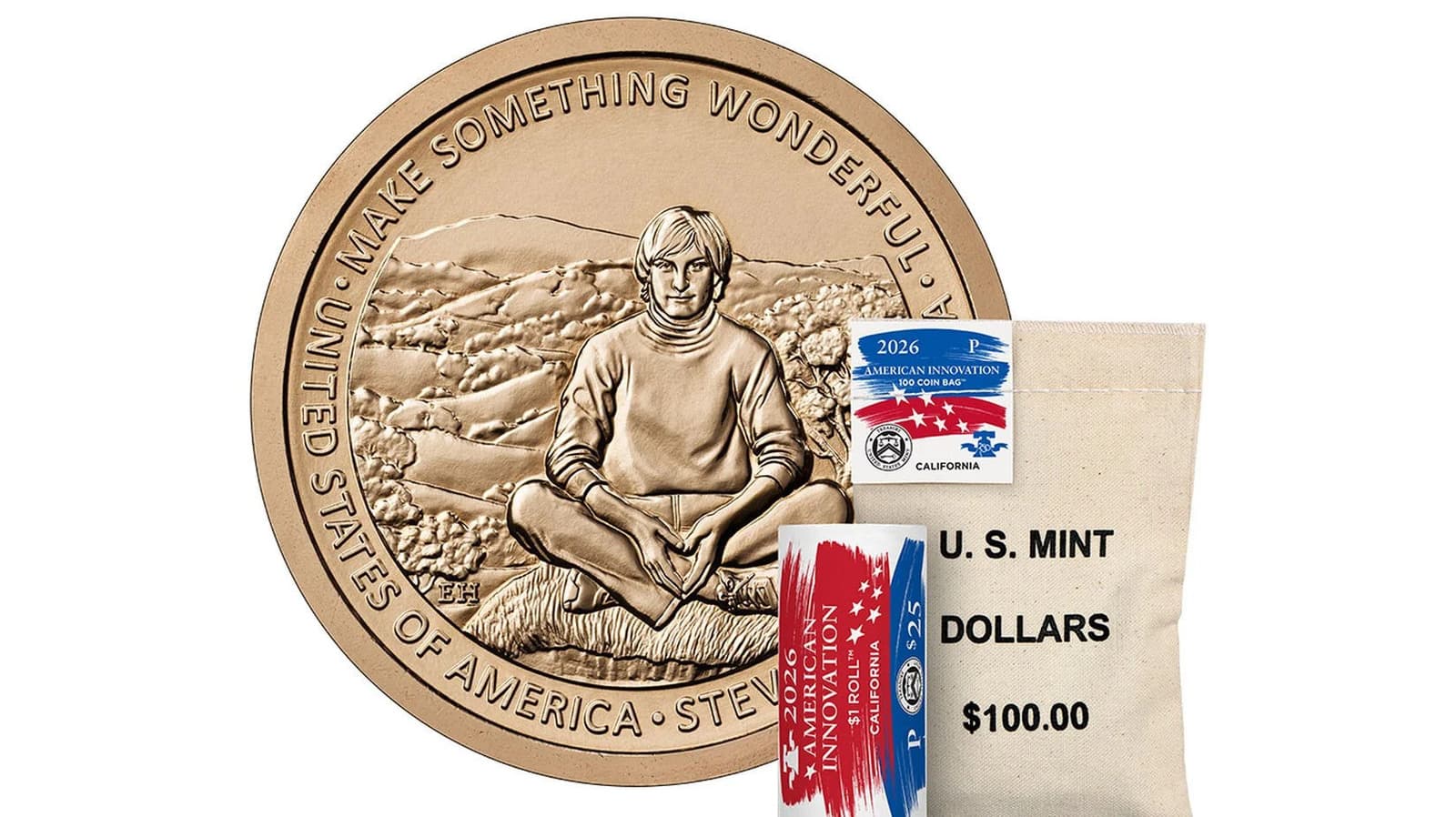The Steve Jobs $1 coin goes on sale today starting at $61 for a roll